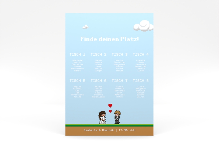 Sitzplan Poster Hochzeit Pixel 50 x 70 cm Poster