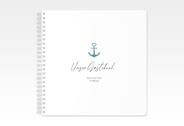 Gästebuch Hochzeit Ankerliebe Ringbindung im minimalistischen maritimen Design mit Anker