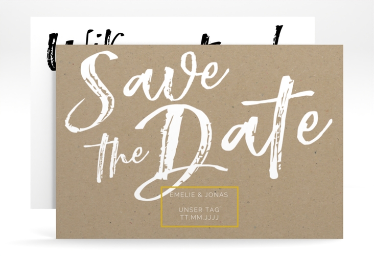 Save the Date-Karte Words A6 Karte quer Kraftpapier