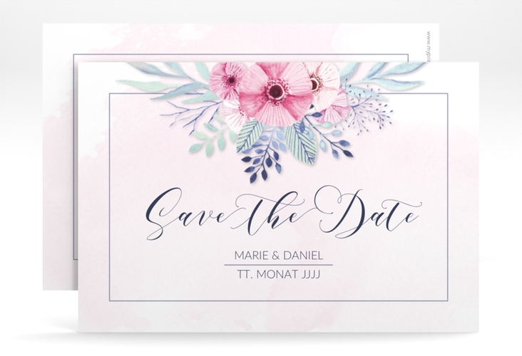 Save the Date-Karte Hochzeit Surfinia A6 Karte quer rosa