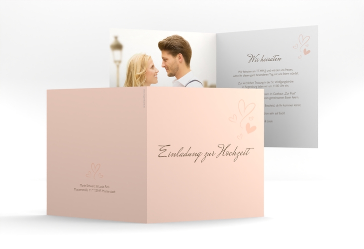 Hochzeitseinladung Purity quadr. Klappkarte apricot