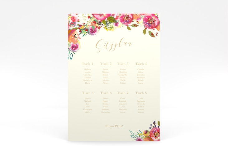 Sitzplan Poster Hochzeit Flowerbomb 50 x 70 cm Poster