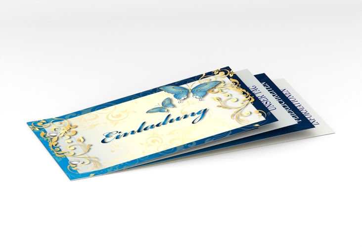 Hochzeitseinladung Toulouse Booklet blau