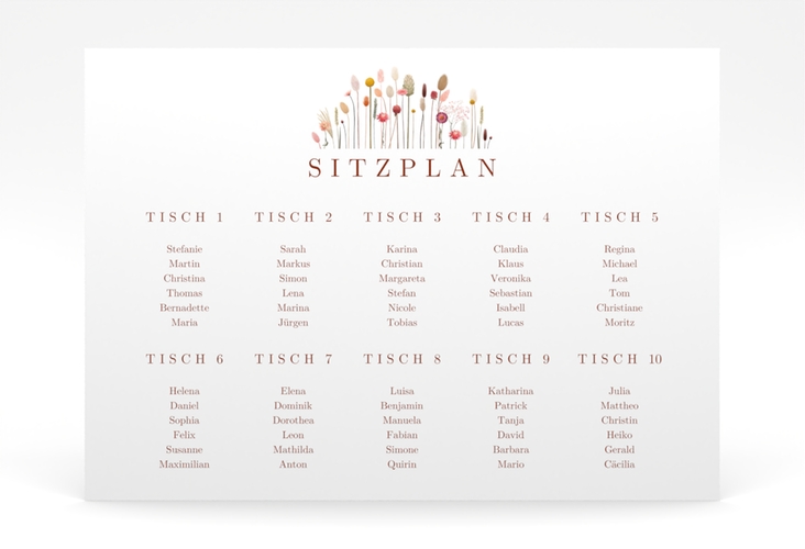 Sitzplan Poster Hochzeit Driedflower 70 x 50 cm Poster