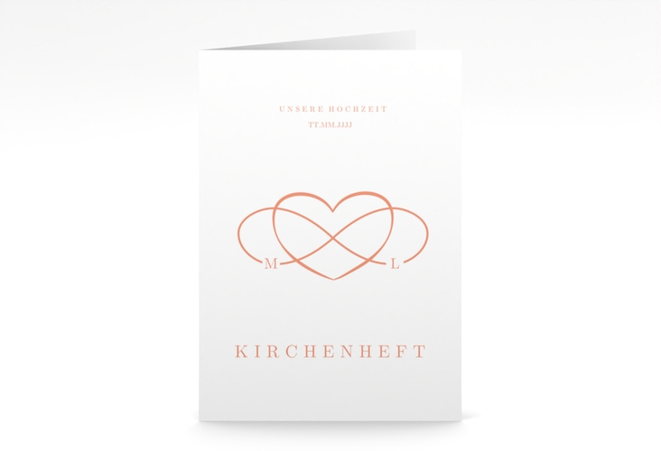 Kirchenheft Hochzeit Infinity A5 Klappkarte hoch apricot hochglanz