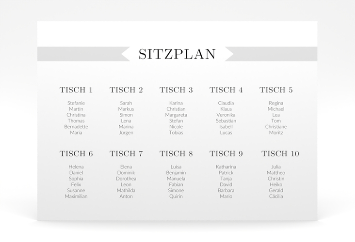 Sitzplan Poster Hochzeit Tender 70 x 50 cm Poster