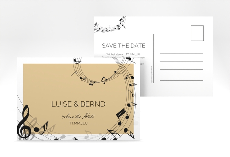 Save the Date-Postkarte Melody A6 Postkarte beige