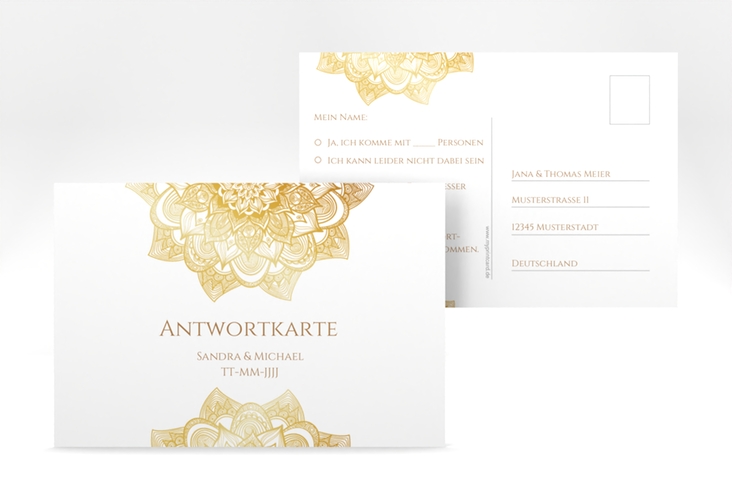 Antwortkarte Hochzeit Delight A6 Postkarte gold