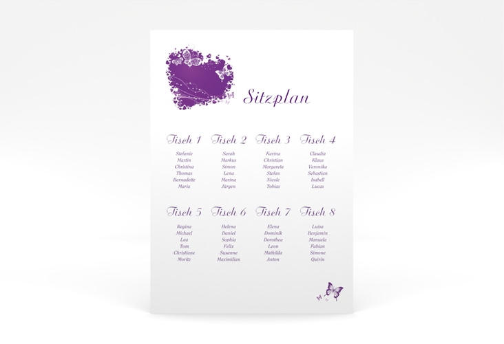 Sitzplan Poster Hochzeit Mailand 50 x 70 cm Poster lila