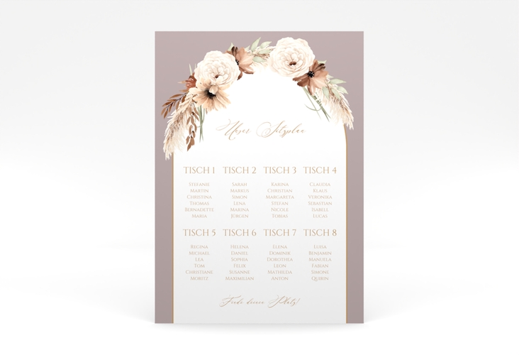 Sitzplan Poster Hochzeit Blumenbogen 50 x 70 cm Poster