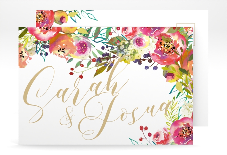 Save the Date-Postkarte Flowerbomb A6 Postkarte weiss