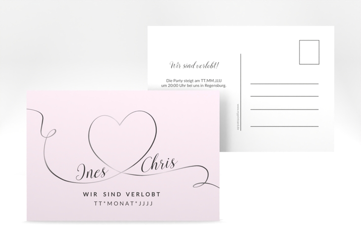 Verlobungskarte Hochzeit Dolce A6 Postkarte rosa