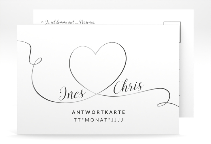 Antwortkarte Hochzeit Dolce A6 Postkarte weiss