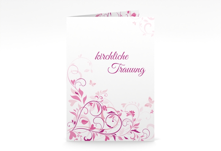 Kirchenheft Hochzeit Lilly A5 Klappkarte hoch pink