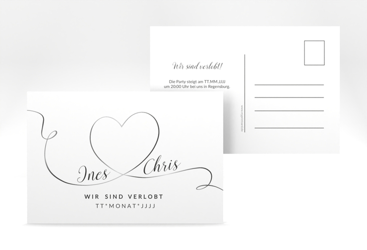 Verlobungskarte Hochzeit Dolce A6 Postkarte weiss