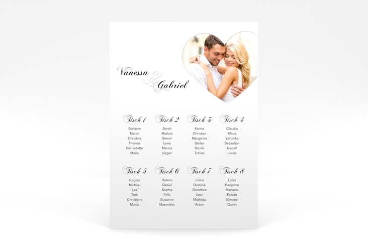 Sitzplan Poster Hochzeit Sweetheart 50 x 70 cm Poster weiss