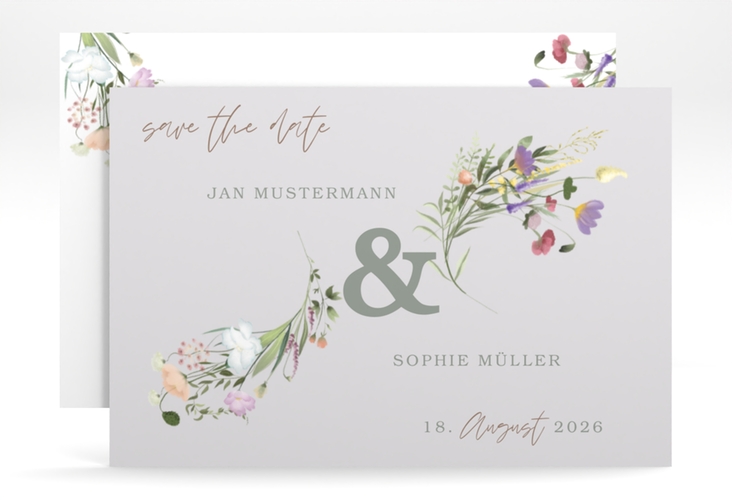 Save the Date-Karte Wildblumen Bouquet A6 Karte quer hochglanz