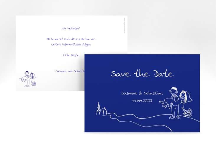 Save the Date-Karte Hochzeit Pisa A6 Karte quer blau