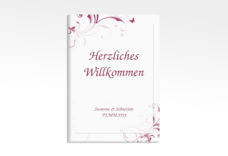 Willkommensschild Hochzeit Palma 50 x 70 cm Leinwand pink