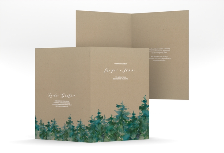 Kirchenheft Hochzeit Evergreen A5 Klappkarte hoch Kraftpapier