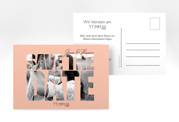 Save the Date-Postkarte  Letters A6 Postkarte apricot