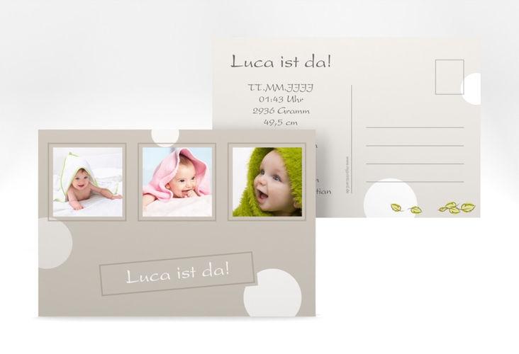 Geburtskarte Cute A6 Postkarte beige