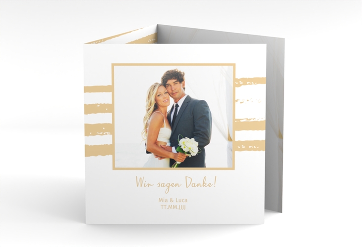 Dankeskarte Hochzeit Mare quadr. Doppel-Klappkarte beige