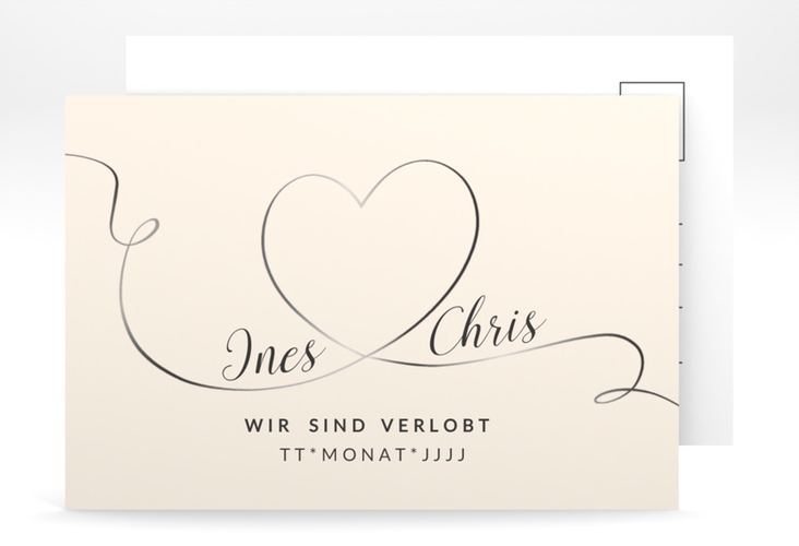 Verlobungskarte Hochzeit Dolce A6 Postkarte beige