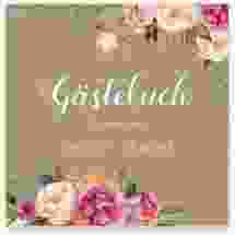 Gästebuch Creation Flowers 20 x 20 cm, Hardcover Kraftpapier mit bunten Aquarell-Blumen