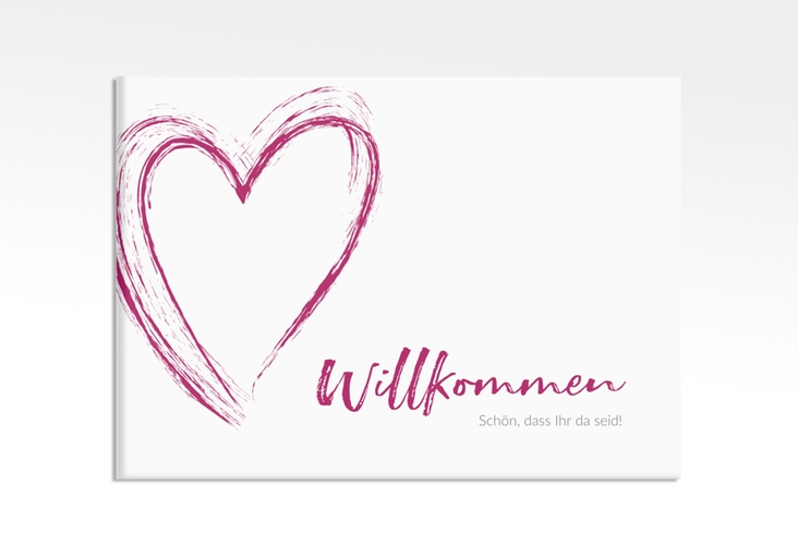 Willkommensschild Leinwand Liebe 70 x 50 cm Leinwand pink