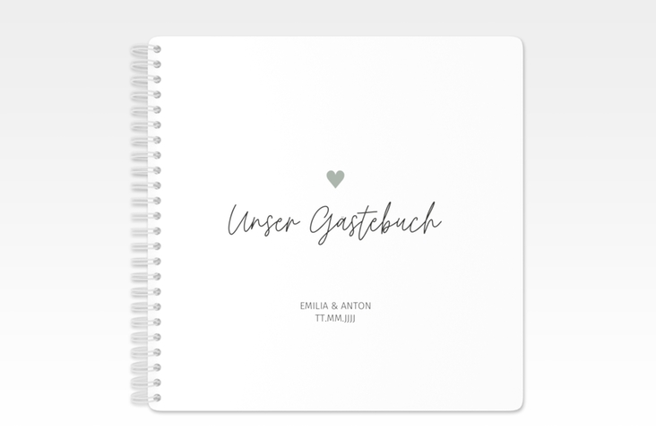 Gästebuch Hochzeit Herzschlag Ringbindung schlicht und elegant mit Herzchen