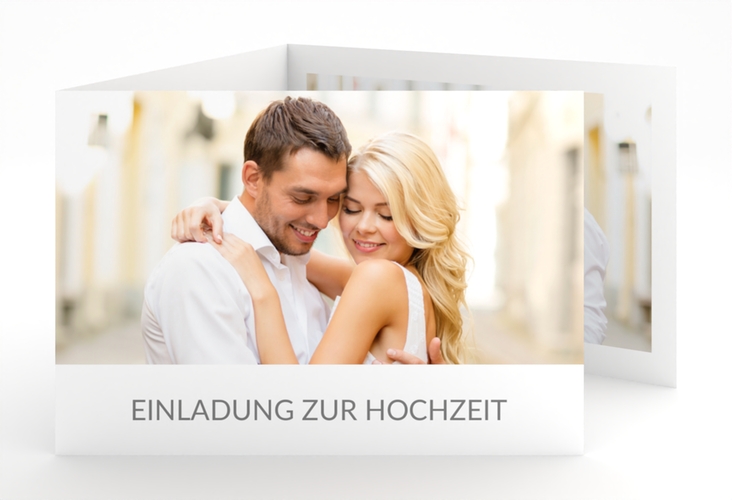 Hochzeitseinladung Vista A6 Doppel-Klappkarte weiss