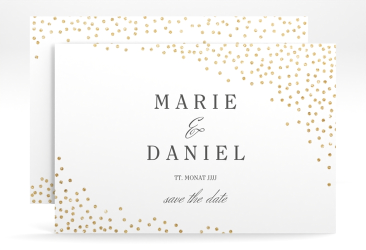 Save the Date-Karte Glitter A6 Karte quer weiss