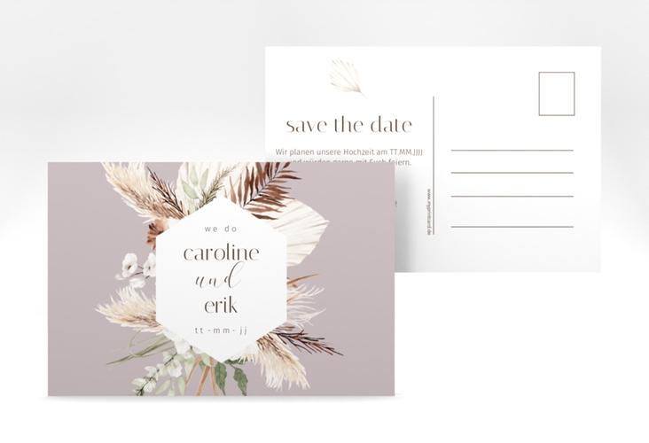 Save the Date-Postkarte Bohemian A6 Postkarte flieder