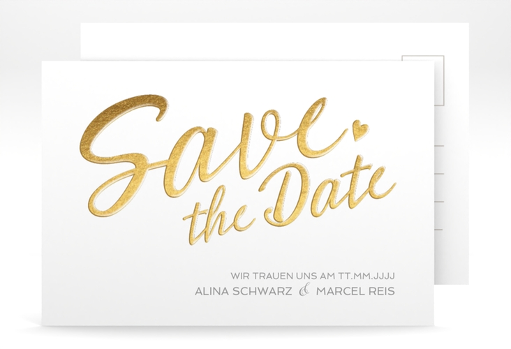 Save the Date-Postkarte Glam A6 Postkarte weiss