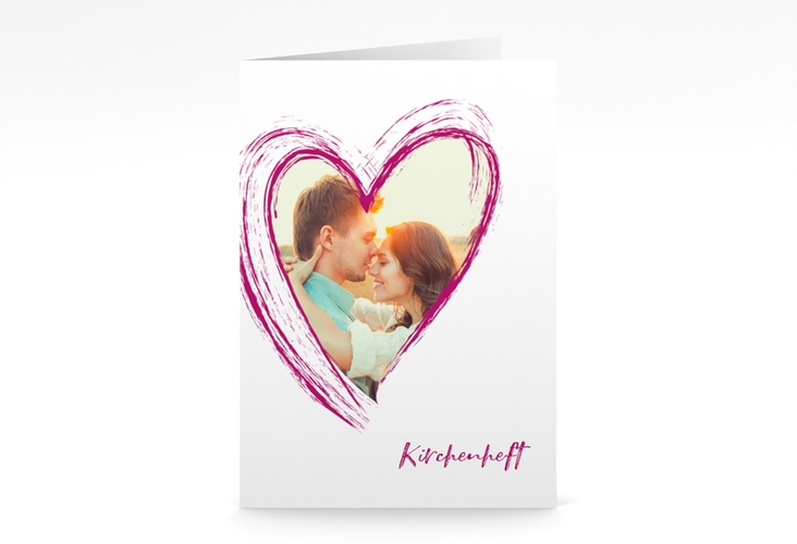 Kirchenheft Hochzeit Liebe A5 Klappkarte hoch pink