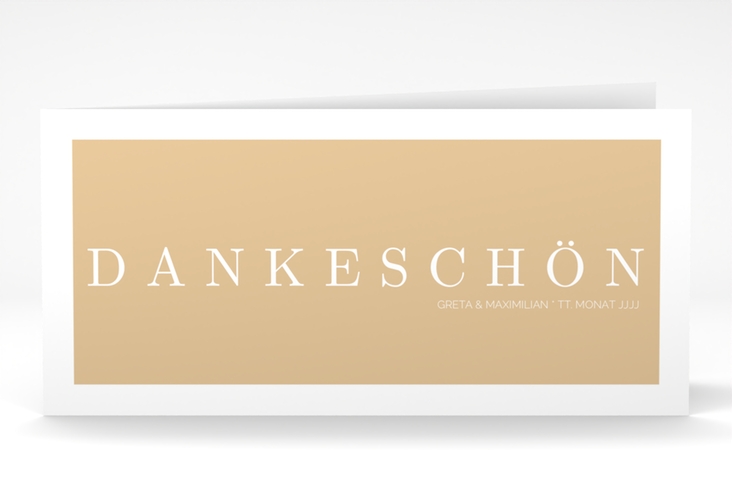 Dankeskarte Hochzeit Simply lange Klappkarte quer beige