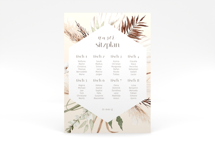 Sitzplan Poster Hochzeit Bohemian 50 x 70 cm Poster