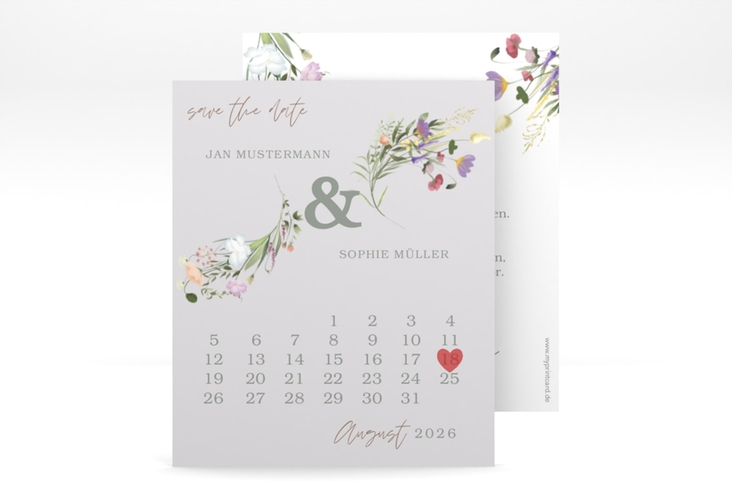 Save the Date-Kalenderblatt Wildblumen Bouquet Kalenderblatt-Karte