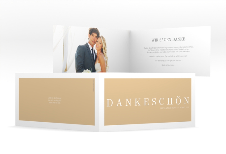 Dankeskarte Hochzeit Simply lange Klappkarte quer beige