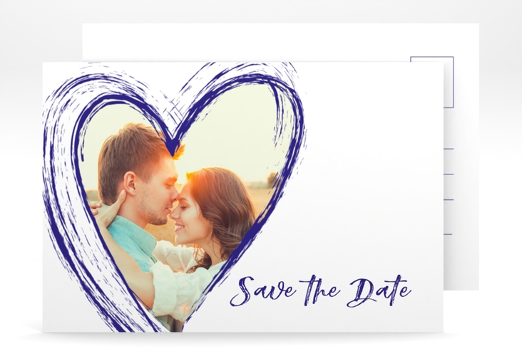 Save the Date-Postkarte Liebe A6 Postkarte blau