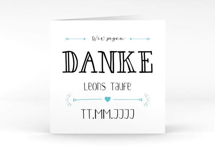 Danksagung Taufe Lettering quadr. Klappkarte tuerkis