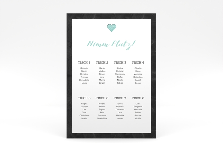 Sitzplan Poster Hochzeit Sparkly 50 x 70 cm Poster tuerkis