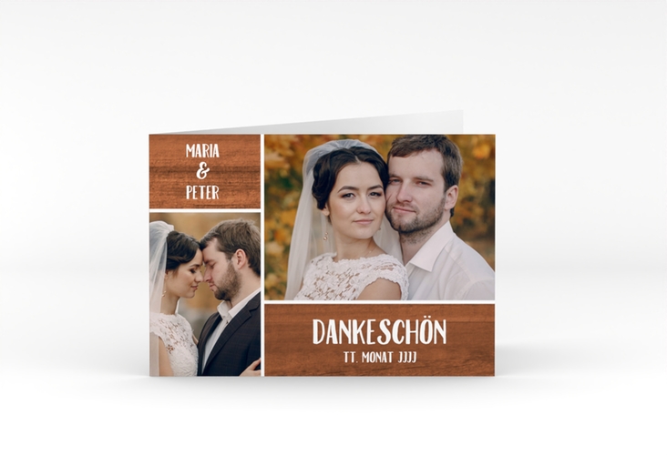 Danksagungskarte Hochzeit Landliebe A6 Klappkarte quer braun