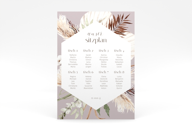 Sitzplan Poster Hochzeit Bohemian 50 x 70 cm Poster flieder