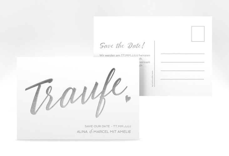 Save the Date-Postkarte Traufe A6 Postkarte weiss