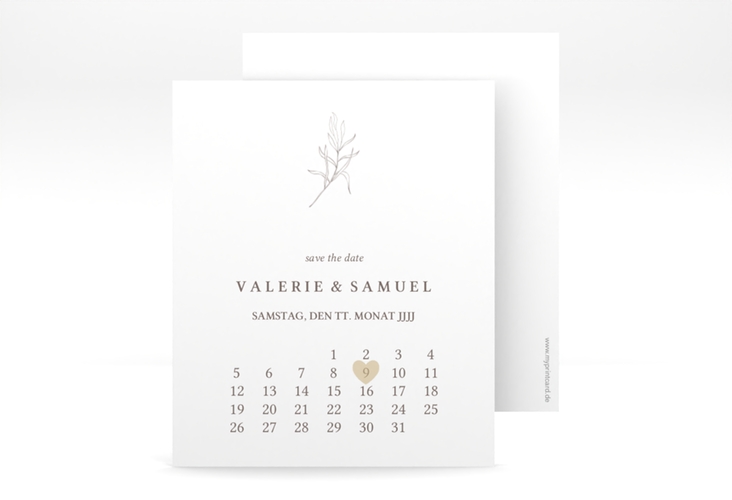 Save the Date-Kalenderblatt Ivy Kalenderblatt-Karte minimalistisch mit kleiner botanischer Illustration