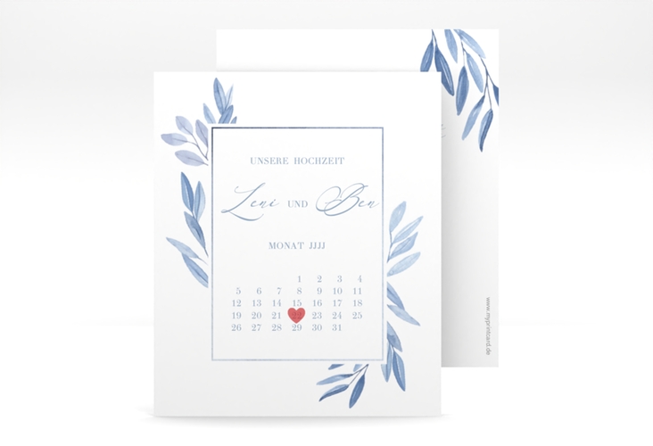 Save the Date-Kalenderblatt Classicblue Kalenderblatt-Karte weiss