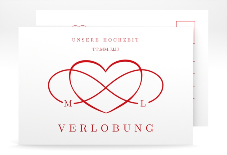 Verlobungskarte Hochzeit Infinity A6 Postkarte rot