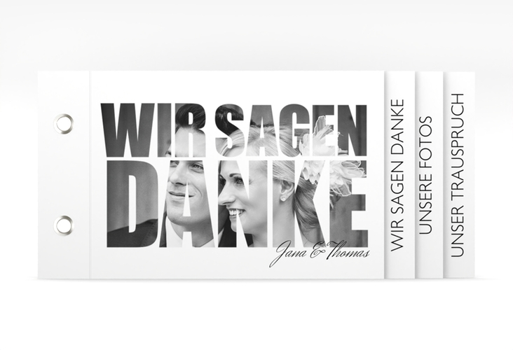 Danksagungskarte Hochzeit Letters Booklet weiss